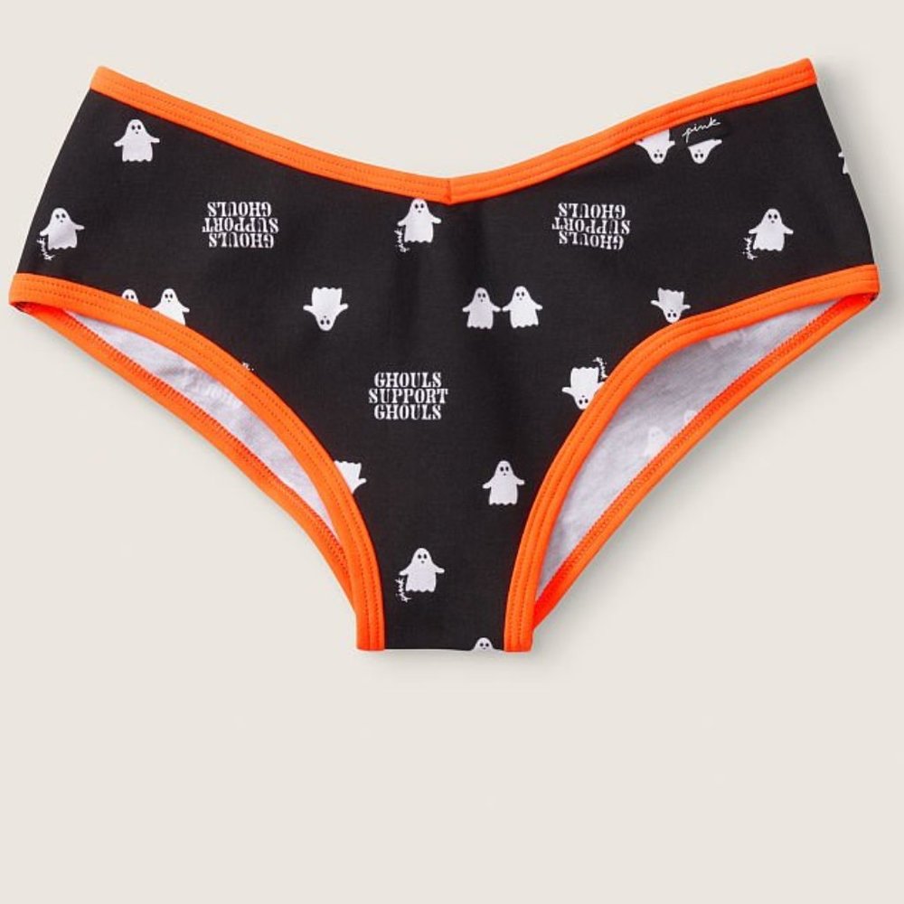 🎃👻VS PINK XS Halloween Cheekster Ghost Ghouls Support Ghouls Black Orange NWT